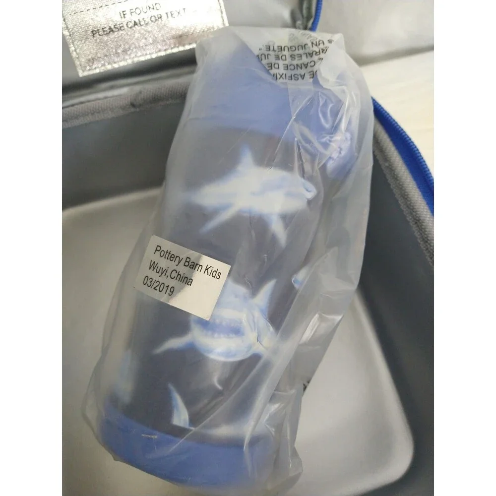 New with Tag Pottery Barn Kids Mackenzie Lunch Box Shark Blue